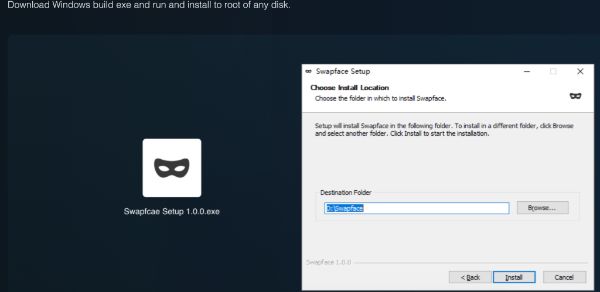 download swapface windows build exe