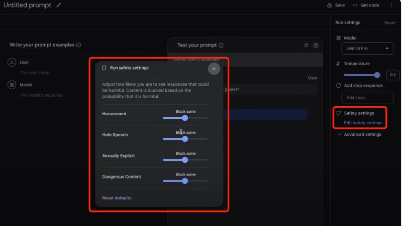 Adjust Safety Settings Filters