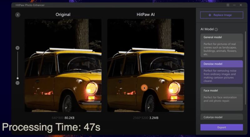 HitPaw Photo Enhancer denoise model