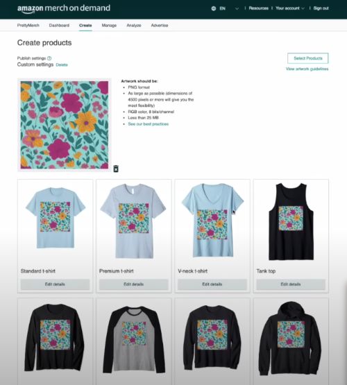 Upload Patterns Amazon Merch on Demand